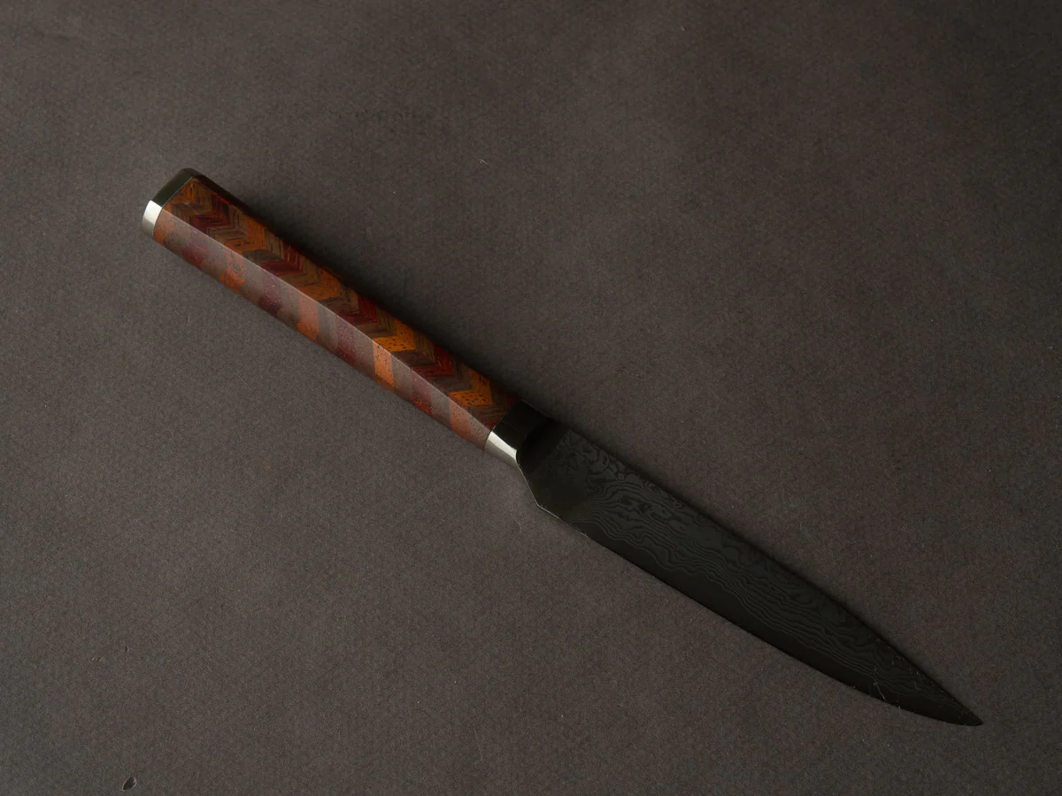 Ryusen -  YOSEGI SK06 Yabane Special - SG2 Damascus - 100mm Utility - Walnut/Mahogany
