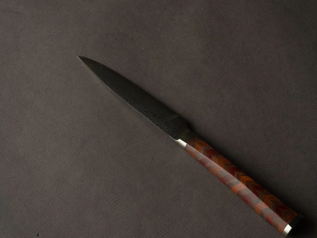 Ryusen -  YOSEGI SK06 Yabane Special - SG2 Damascus - 100mm Utility - Walnut/Mahogany - Image 2