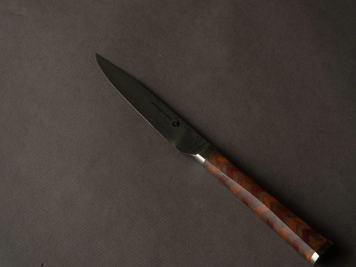 Ryusen -  YOSEGI SK06 Yabane Special - SG2 Damascus - 100mm Utility - Walnut/Mahogany - Image 3