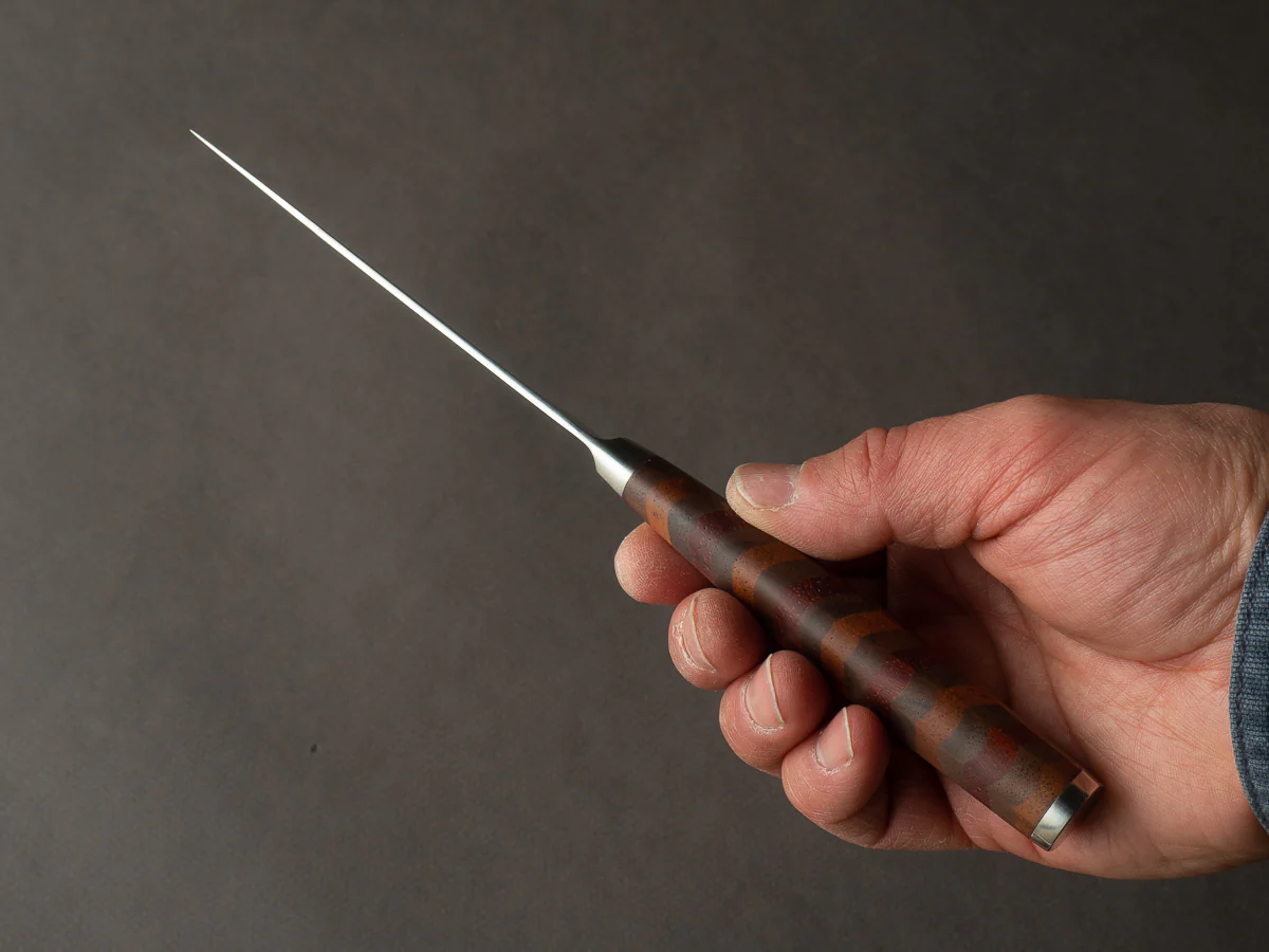 Ryusen -  YOSEGI SK06 Yabane Special - SG2 Damascus - 100mm Utility - Walnut/Mahogany - Image 7