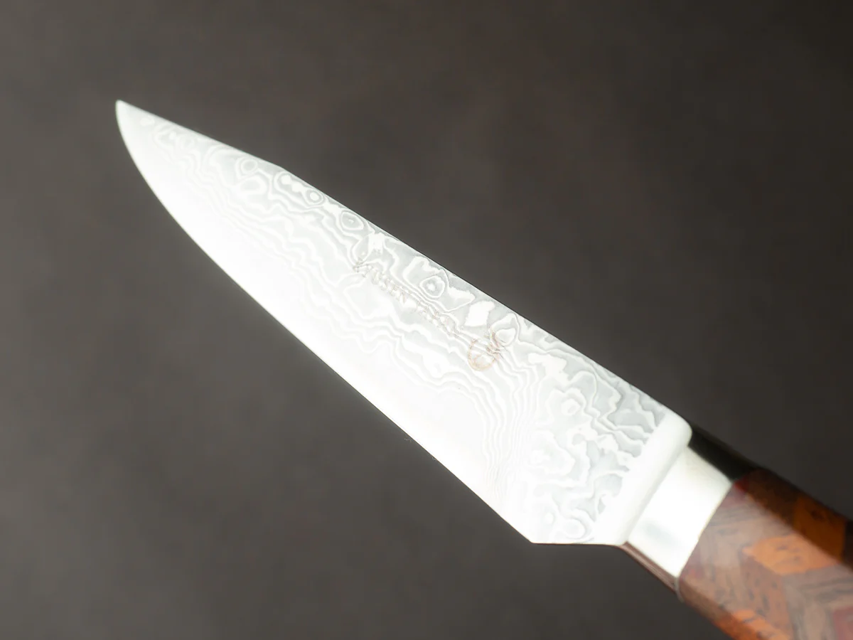 Ryusen -  YOSEGI SK06 Yabane Special - SG2 Damascus - 100mm Utility - Walnut/Mahogany - Image 9