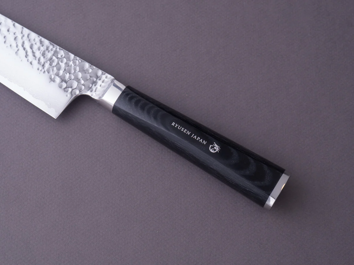RYUSEN - TANGANRYU - VG10 - Tsuchime Damascus - Gyuto - 210mm - Micarta Handle - Image 4