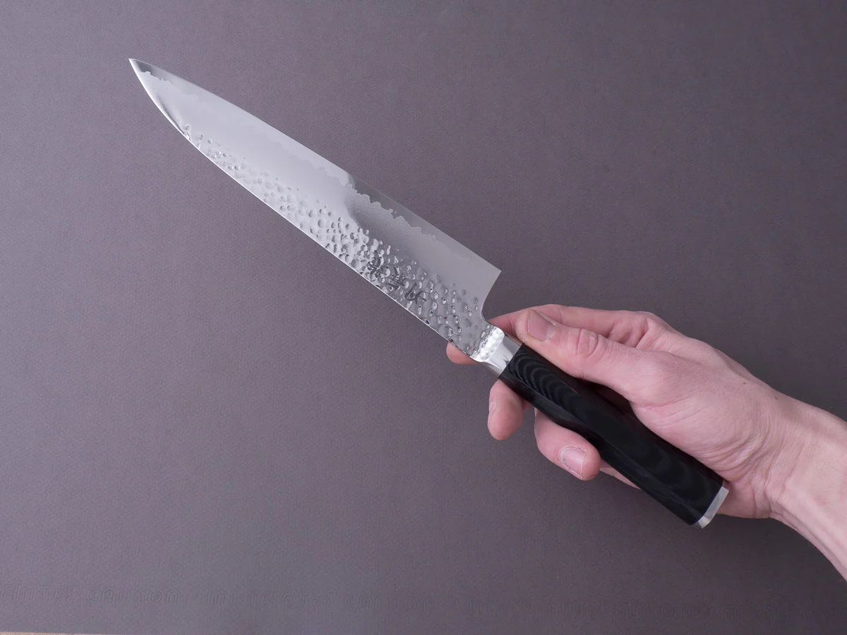 RYUSEN - TANGANRYU - VG10 - Tsuchime Damascus - Gyuto - 210mm - Micarta Handle - Image 7