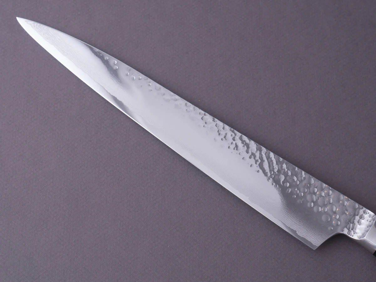 RYUSEN - TANGANRYU - VG10 - Tsuchime Damascus - Sujihiki - 240mm - Micarta Hybrid Handle - Image 3