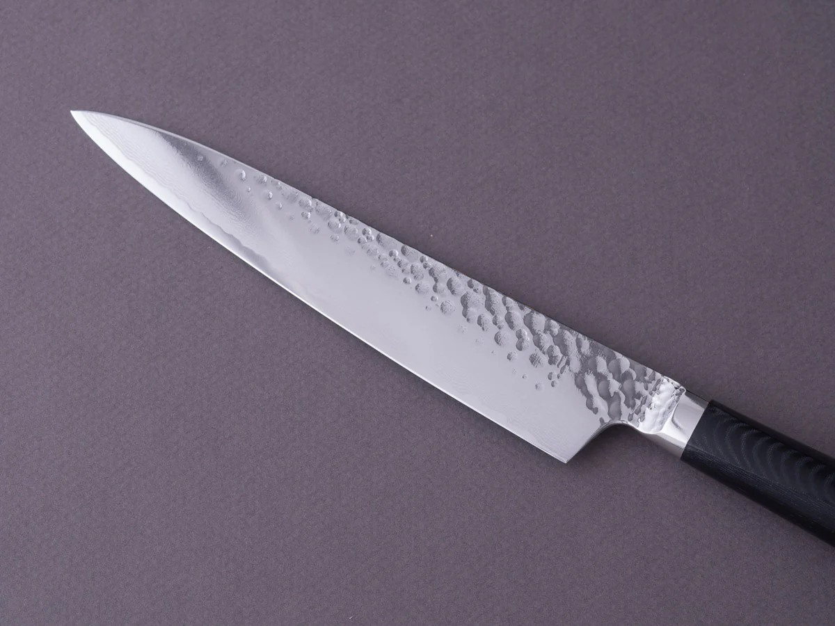 RYUSEN - TANGANRYU - VG10 - Tsuchime Damascus - Petty - 135mm - Micarta Hybrid Handle - Image 12