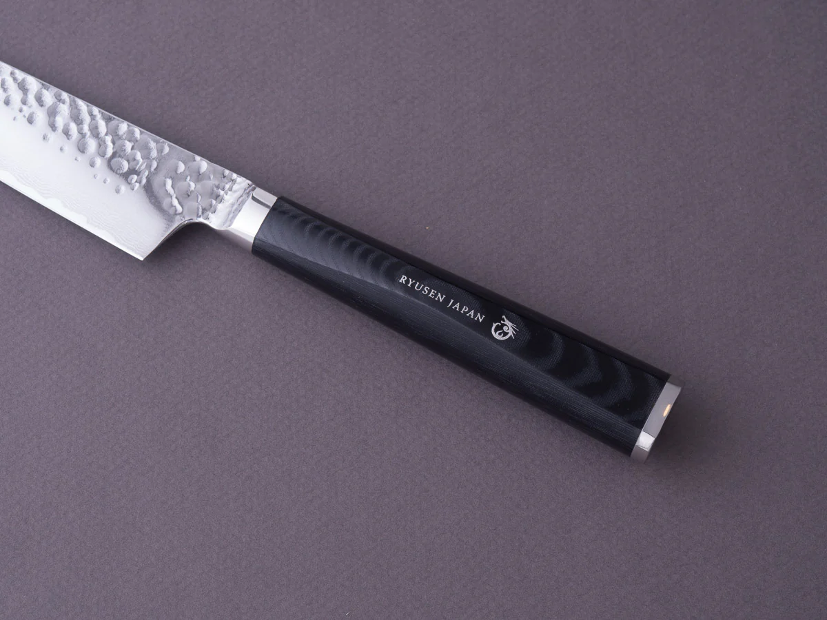 RYUSEN - TANGANRYU - VG10 - Tsuchime Damascus - Petty - 135mm - Micarta Hybrid Handle - Image 3
