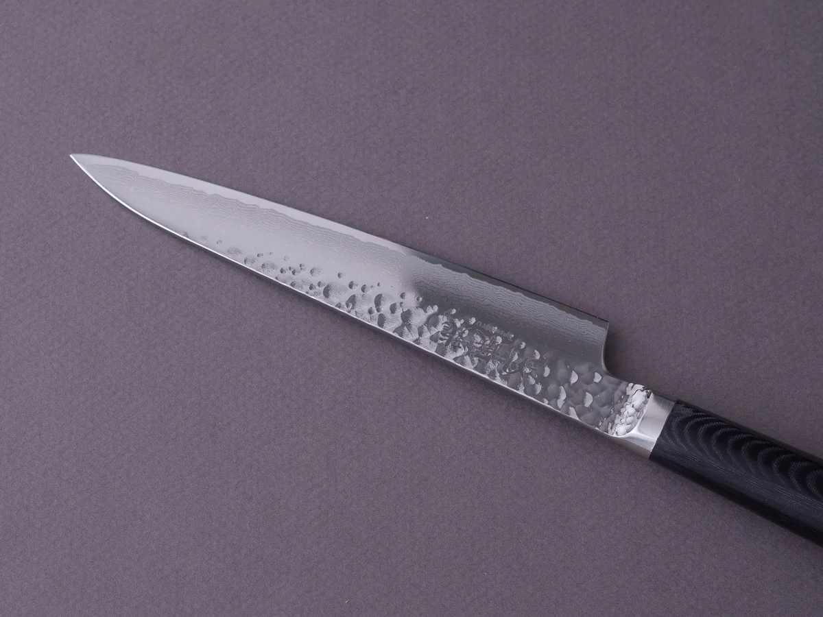 RYUSEN - TANGANRYU - VG10 - Tsuchime Damascus - Petty - 135mm - Micarta Hybrid Handle - Image 4