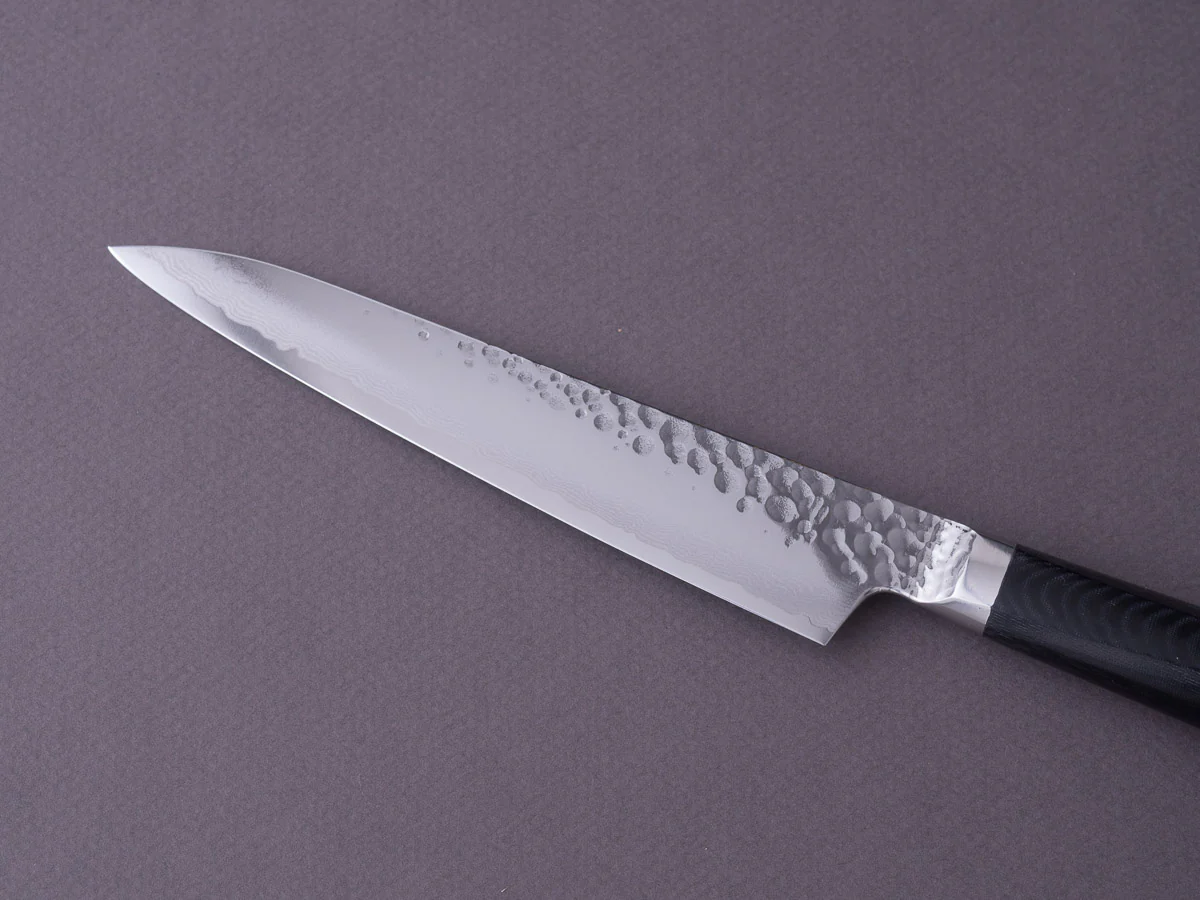 RYUSEN - TANGANRYU - VG10 - Tsuchime Damascus - Petty - 135mm - Micarta Hybrid Handle - Image 5