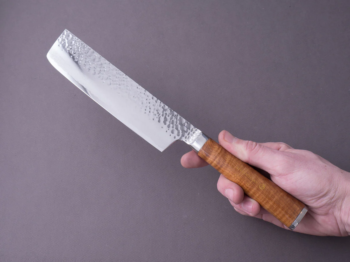 RYUSEN - TANGANRYU - VG10 Tsuchime Damascus - 160mm Nakiri - Maple Hybrid Handle - Image 4