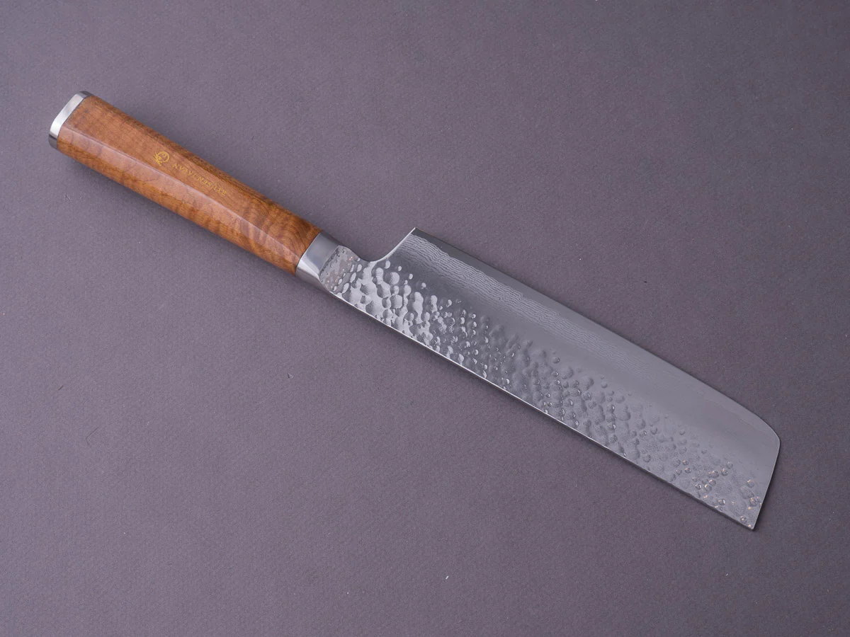 RYUSEN - TANGANRYU - VG10 Tsuchime Damascus - 160mm Nakiri - Maple Hybrid Handle - Image 9
