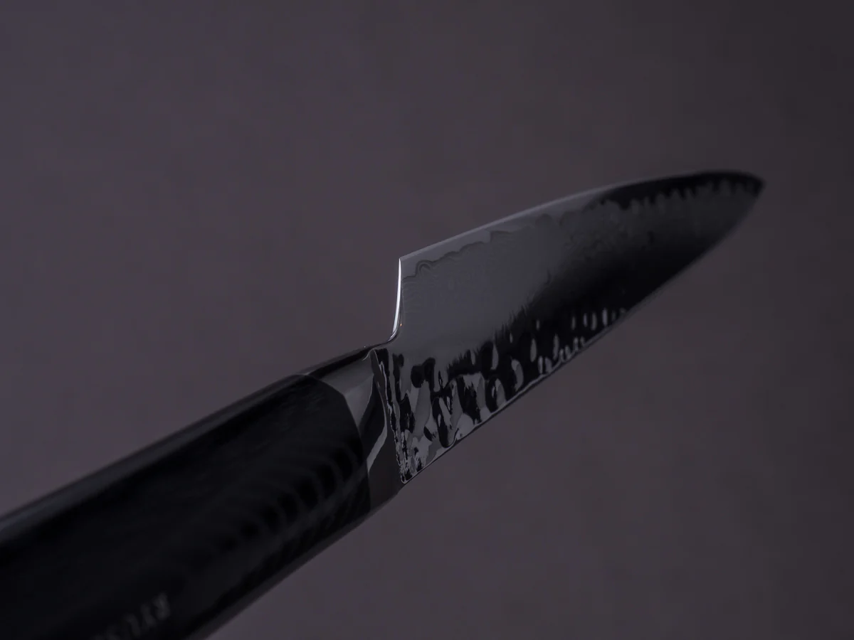 Ryusen - TANGANRYU - VG10 - Tsuchime Damascus - Paring - 105mm - Micarta Hybrid Handle - Image 10