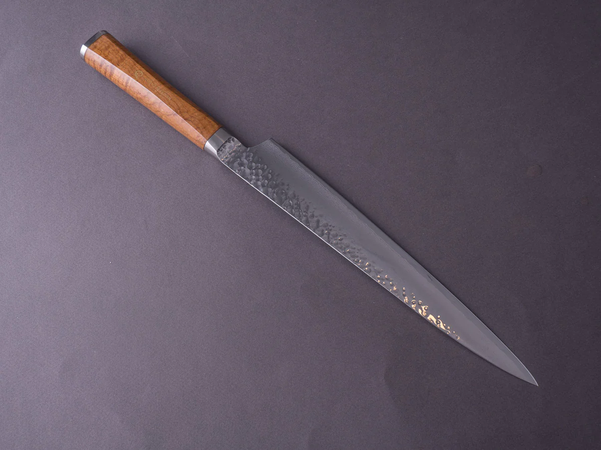 RYUSEN - TANGANRYU - VG10 - Tsuchime Damascus - Sujihiki - 240mm - Maple Hybrid Handle - Image 2