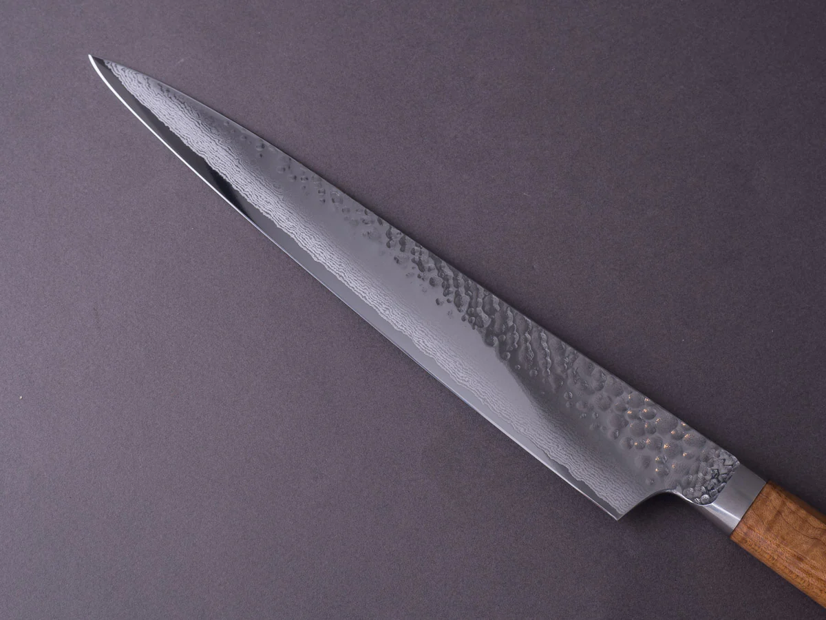 RYUSEN - TANGANRYU - VG10 - Tsuchime Damascus - Sujihiki - 240mm - Maple Hybrid Handle - Image 3
