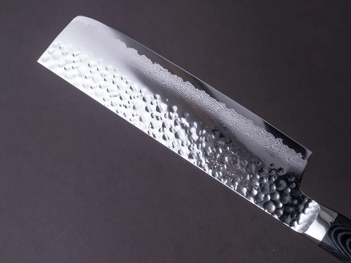 RYUSEN - TANGANRYU - VG10 - Tsuchime Damascus - Nakiri - 160mm - Micarta Hybrid Handle - Image 3