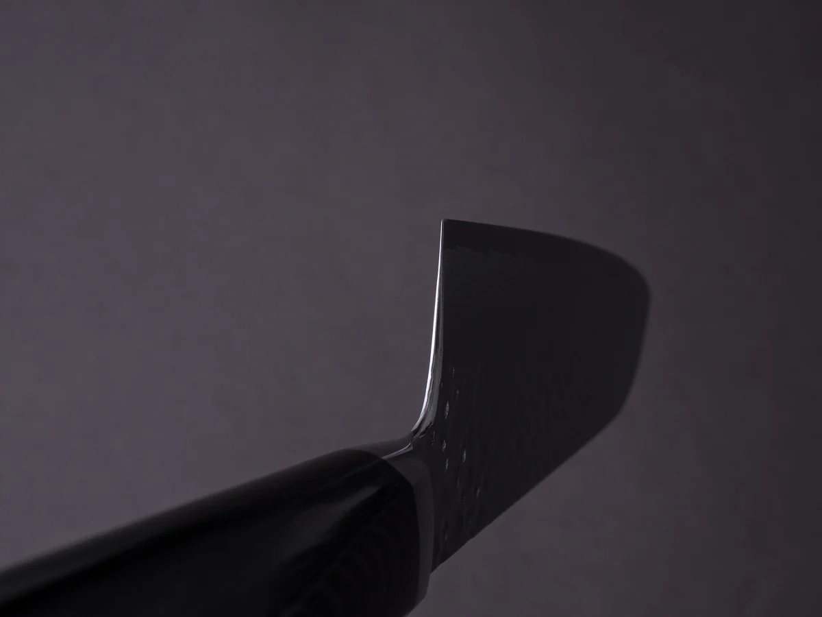 RYUSEN - TANGANRYU - VG10 - Tsuchime Damascus - Santoku - 170mm - Micarta Hybrid Handle - Image 10