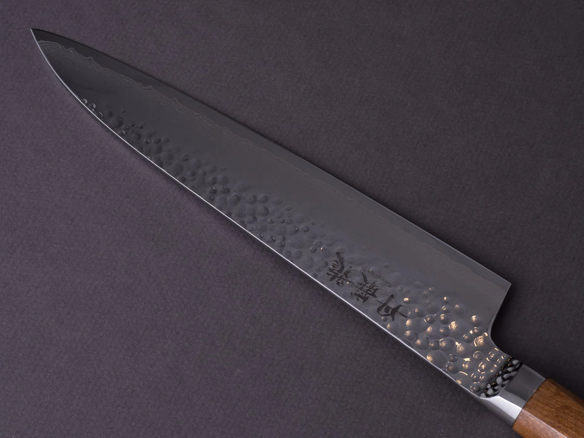RYUSEN - TANGANRYU - VG10 Tsuchime Damascus - 210mm Gyuto - Maple Hybrid Handle - Image 3