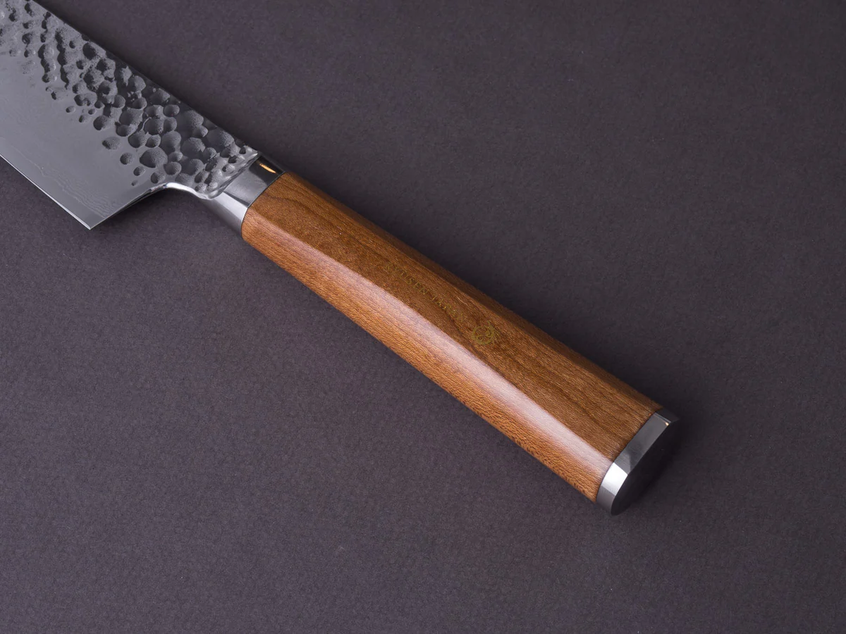 RYUSEN - TANGANRYU - VG10 Tsuchime Damascus - 210mm Gyuto - Maple Hybrid Handle - Image 5