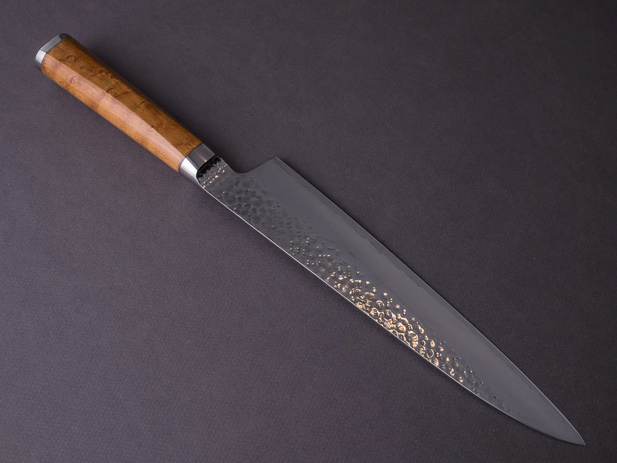 RYUSEN - TANGANRYU - VG10 Tsuchime Damascus - 240mm Gyuto - Maple Hybrid Handle - Image 2