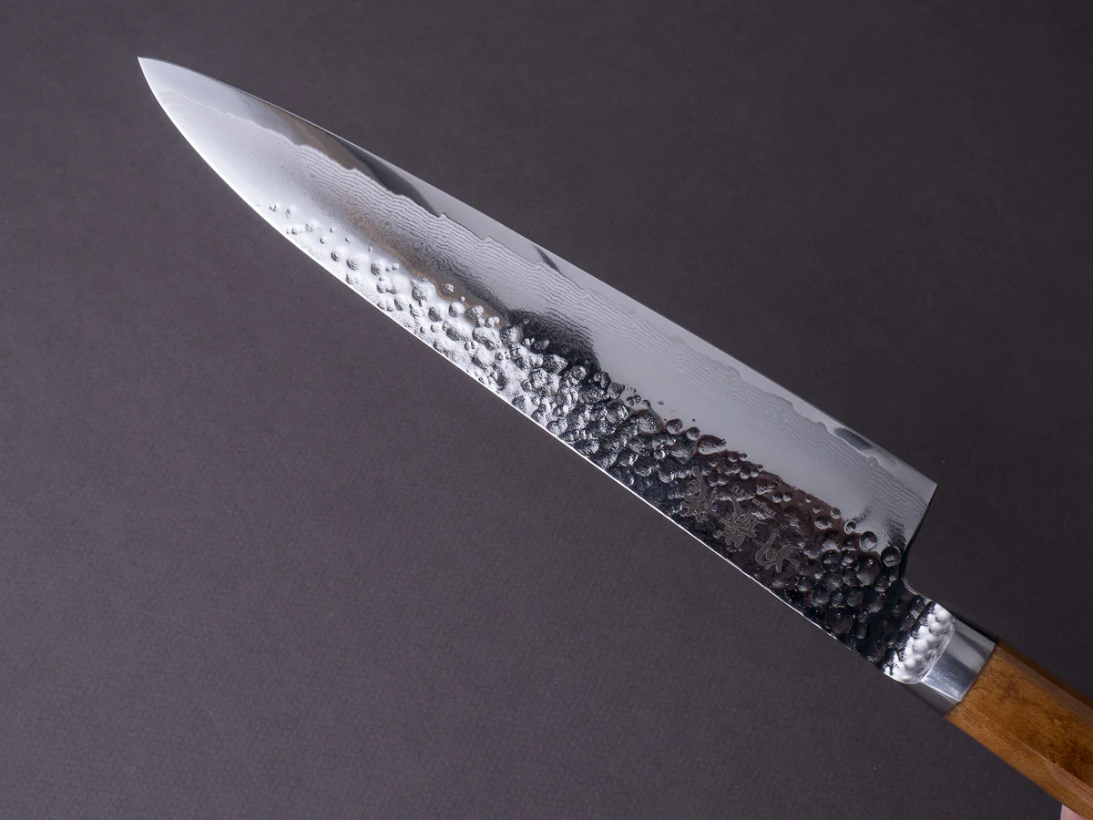 RYUSEN - TANGANRYU - VG10 Tsuchime Damascus - 240mm Gyuto - Maple Hybrid Handle - Image 3