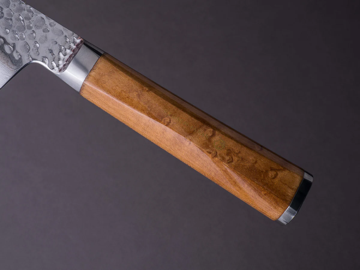 RYUSEN - TANGANRYU - VG10 Tsuchime Damascus - 240mm Gyuto - Maple Hybrid Handle - Image 5