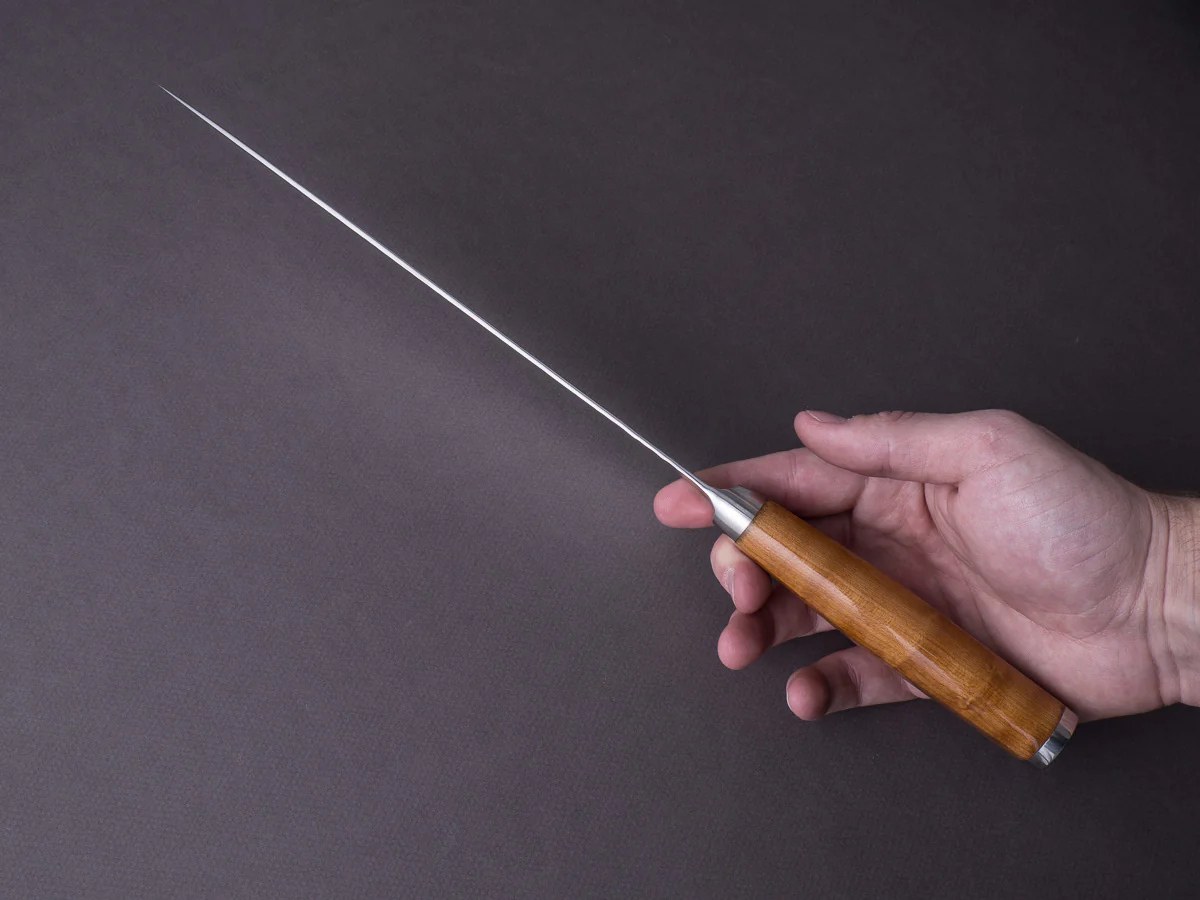 RYUSEN - TANGANRYU - VG10 Tsuchime Damascus - 240mm Gyuto - Maple Hybrid Handle - Image 8