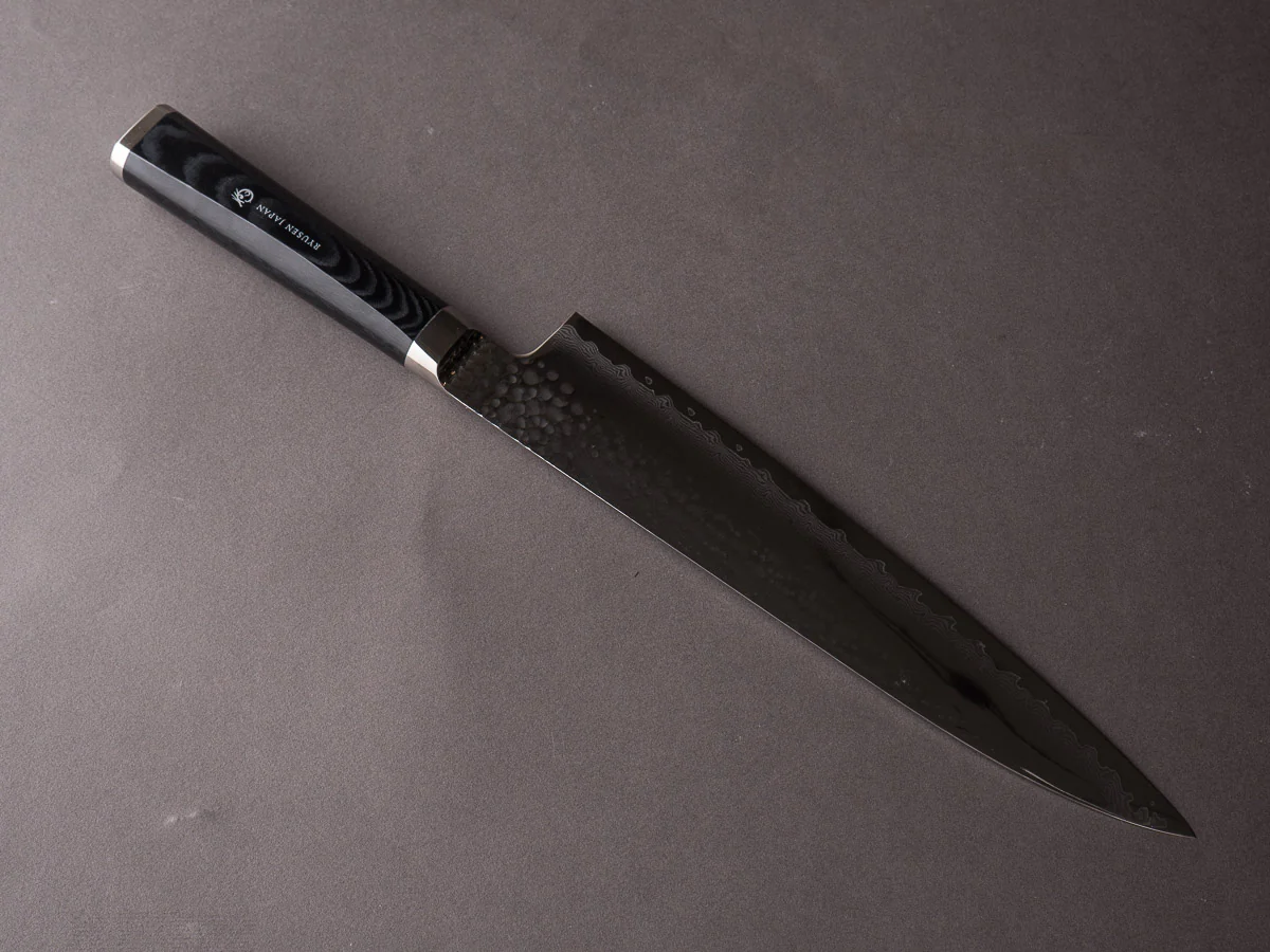 RYUSEN - TANGANRYU -  VG10 Tsuchime Damascus - Gyuto - 240mm - Micarta Hybrid Handle - Image 2