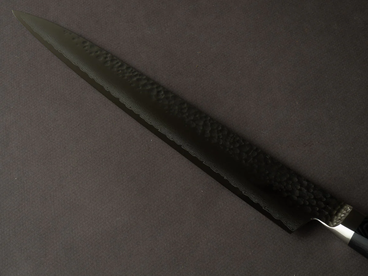 RYUSEN - TANGANRYU - VG10 - Tsuchime Damascus - Sujihiki - 270mm - Micarta Hybrid Handle - Image 3