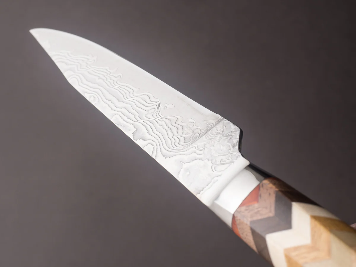 Ryusen - YOSEGI SK06 Yabane Special - SG2 Damascus - 100mm Utility - 8 Wood Handle - Image 10