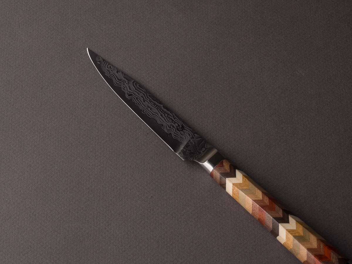 Ryusen - YOSEGI SK06 Yabane Special - SG2 Damascus - 100mm Utility - 8 Wood Handle - Image 2
