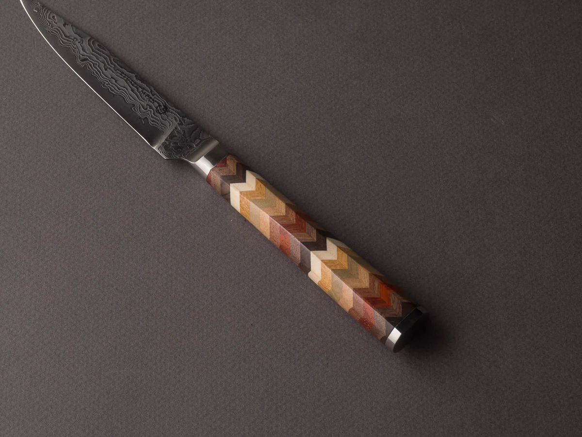 Ryusen - YOSEGI SK06 Yabane Special - SG2 Damascus - 100mm Utility - 8 Wood Handle - Image 4