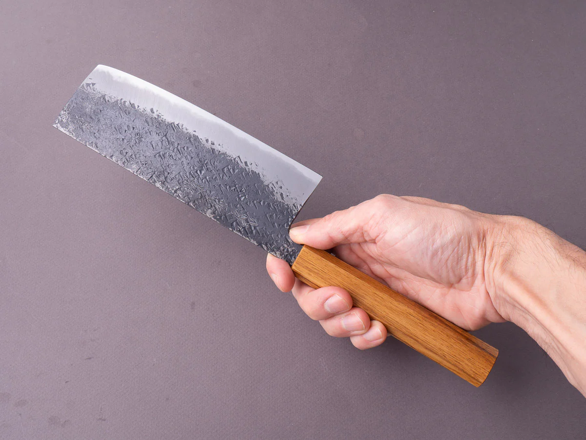 Sakai Kikumori - MK - Blue #2 - Kurouchi Tsuchime - 165mm Nakiri - Oak Handle - Image 3