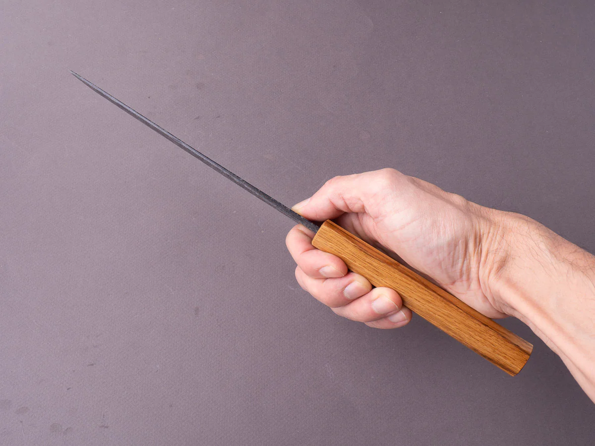 Sakai Kikumori - MK - Blue #2 - Kurouchi Tsuchime - 165mm Nakiri - Oak Handle - Image 4