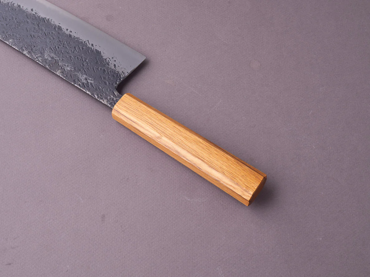 Sakai Kikumori - MK - Blue #2 - Kurouchi Tsuchime - 165mm Nakiri - Oak Handle - Image 9