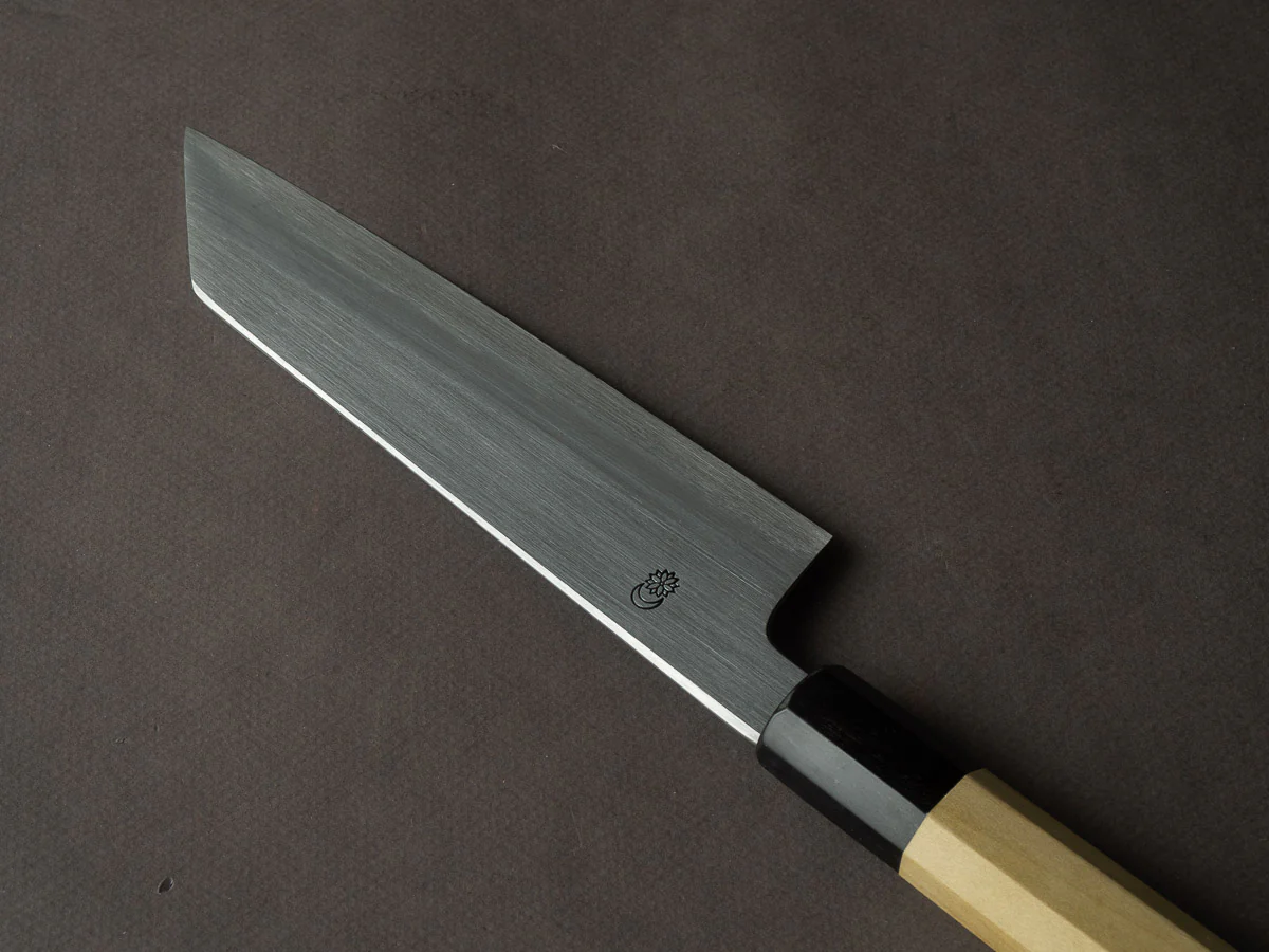 Sakai Kikumori - Kikuzuki Kasumi - White #2 - 180mm Kiritsuke Santoku - Ho Wood Handle - Image 2