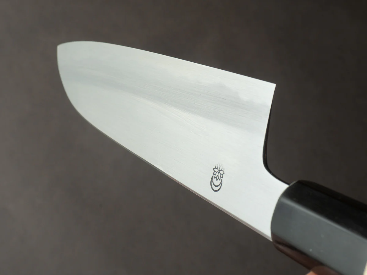 Sakai Kikumori - Kikuzuki Kasumi - White #2 - 180mm Santoku - Ho Wood Handle - Image 10