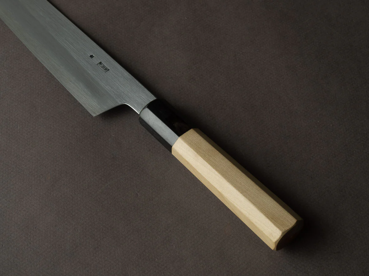 Sakai Kikumori - Kikuzuki Kasumi - White #2 - 210mm Kiritsuke Gyuto - Ho Wood Handle - Image 4