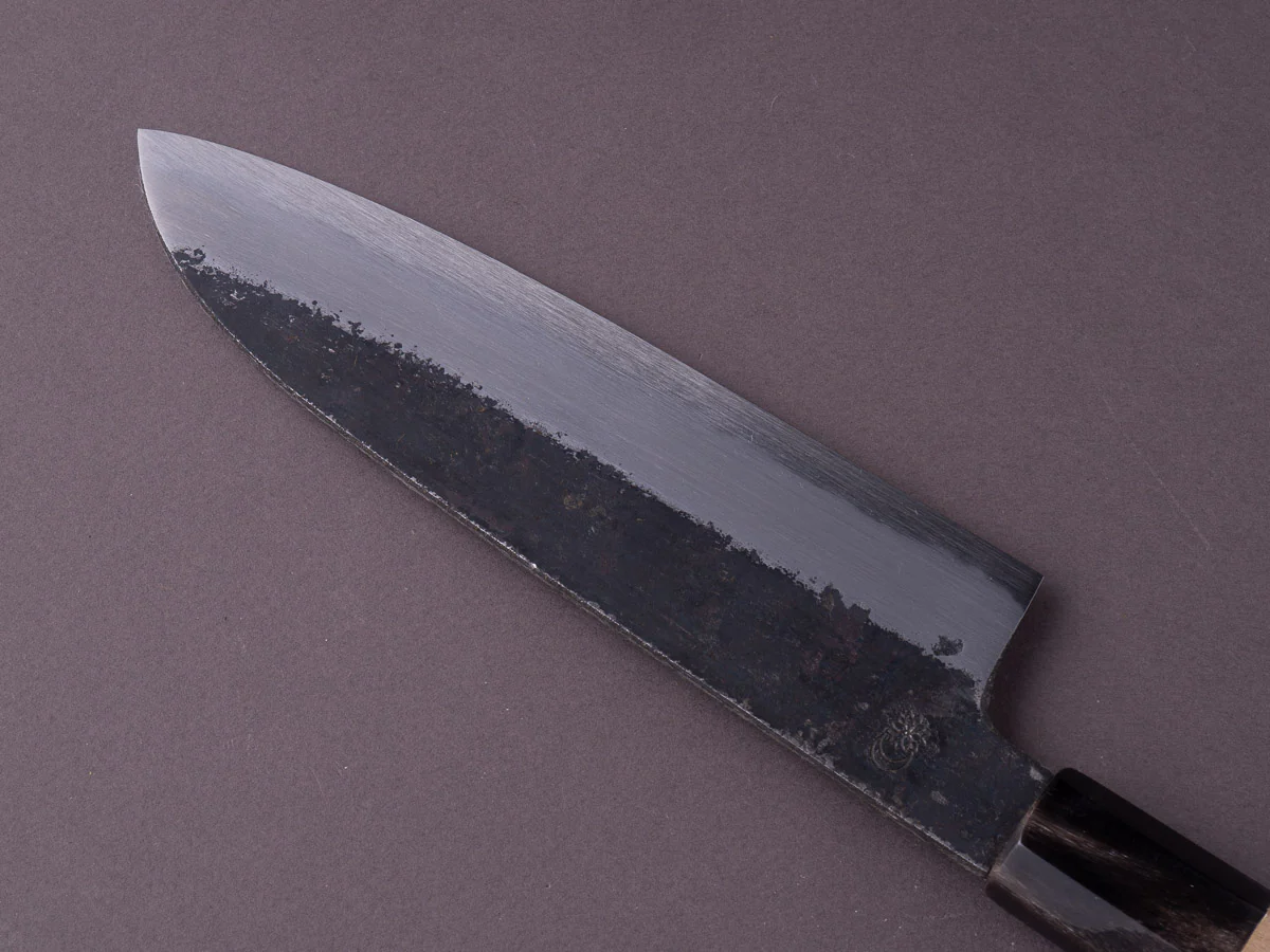 Sakai Kikumori - Kikuzuki Kuro - White #2 - Santoku -180mm - Magnolia Handle - Image 3