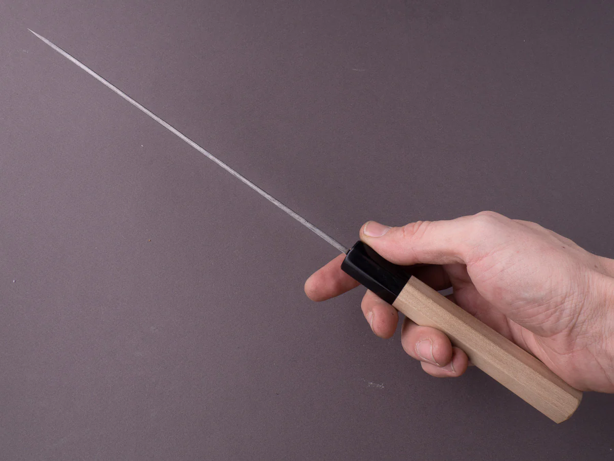 Sakai Kikumori - Kikuzuki Rin - White #2 - Nashiji - Gyuto - 210mm - Magnolia Handle - Image 9