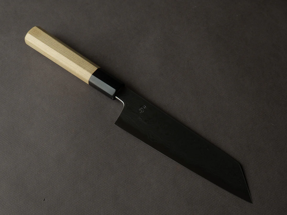 Sakai Kikumori - Kikuzuki Uzu - Blue #1 - Damascus - Kiritsuke Santoku - 180mm - Magnolia Handle