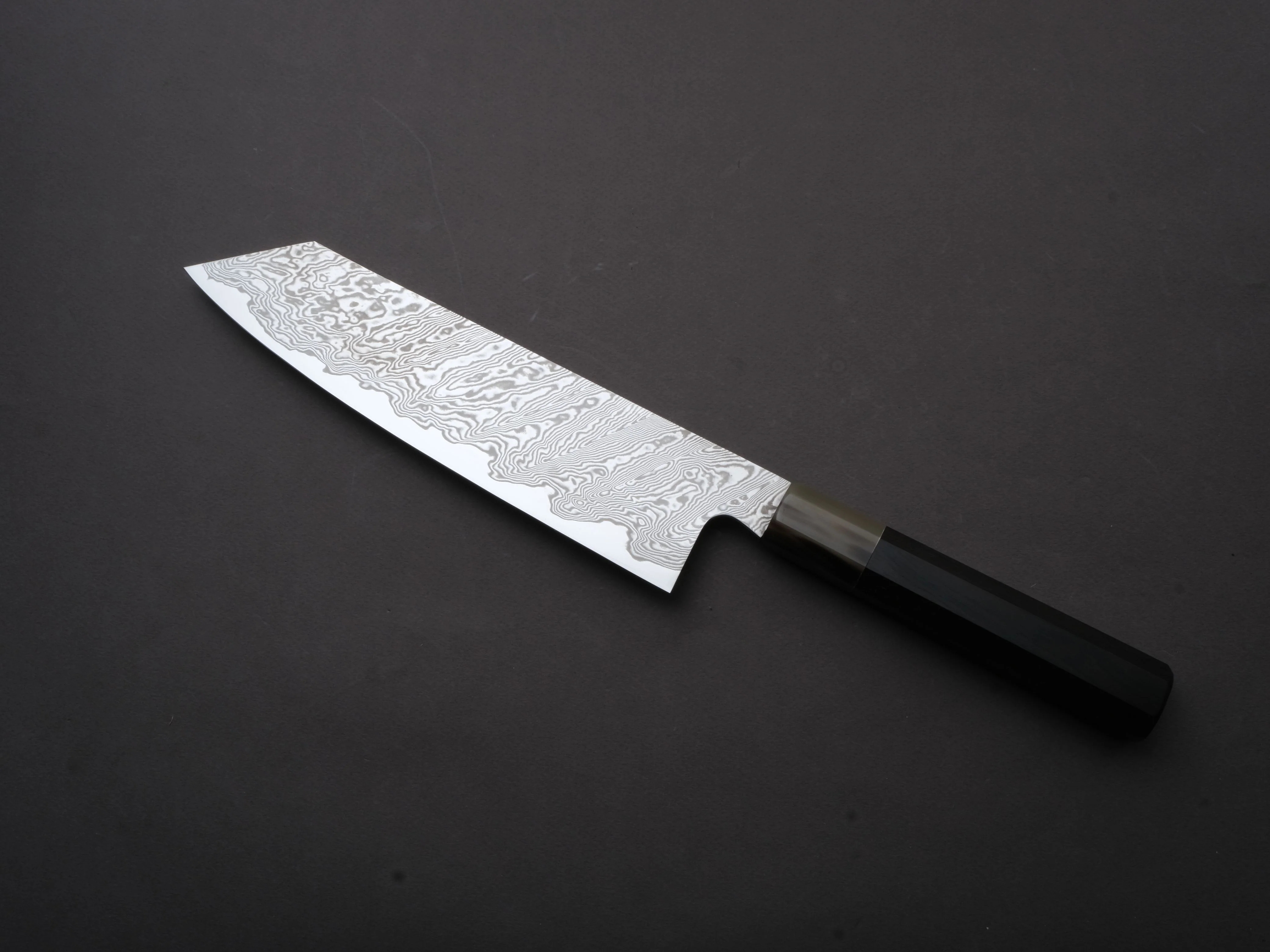 Sakai Kikumori - MINAMO - ATS34 - Damascus - Kiritsuke Gyuto - 225mm - Ebony Handle - Image 2