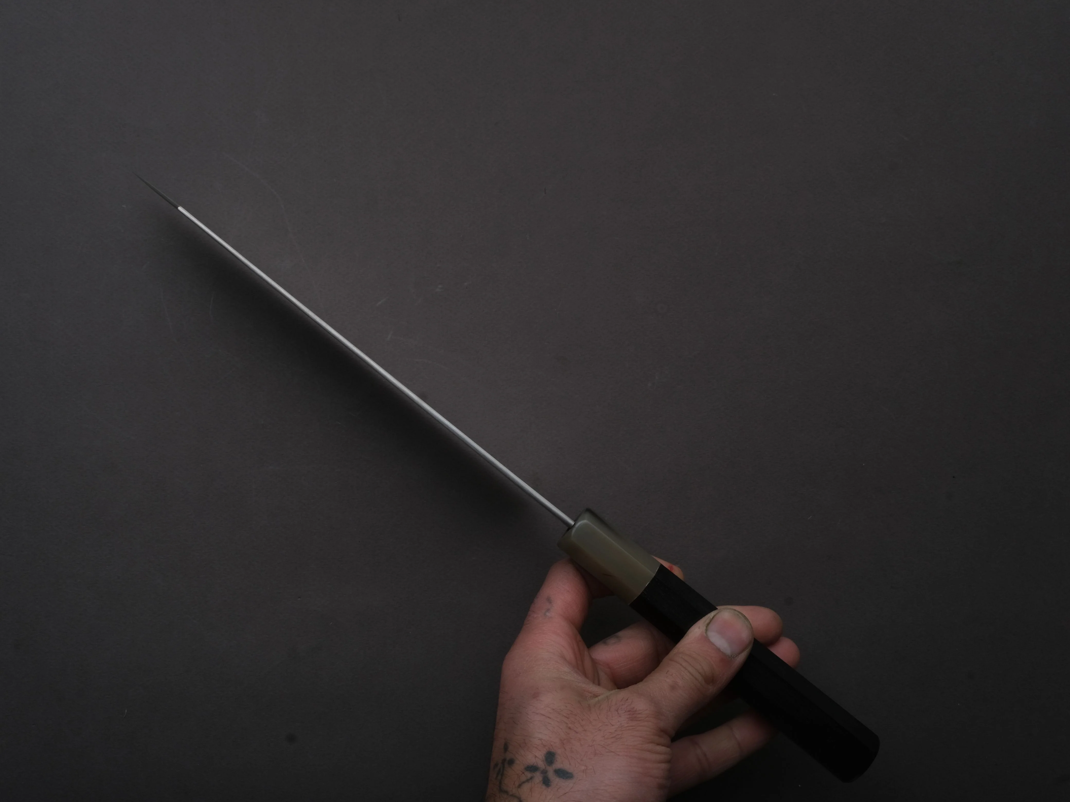Sakai Kikumori - MINAMO - ATS34 - Damascus - Kiritsuke Gyuto - 225mm - Ebony Handle - Image 5