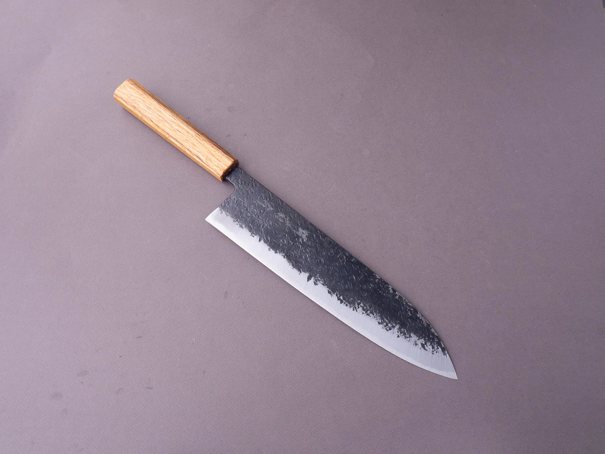 Sakai Kikumori - MK - Blue #2 - Kurouchi Tsuchime - 240mm Gyuto - Oak Handle