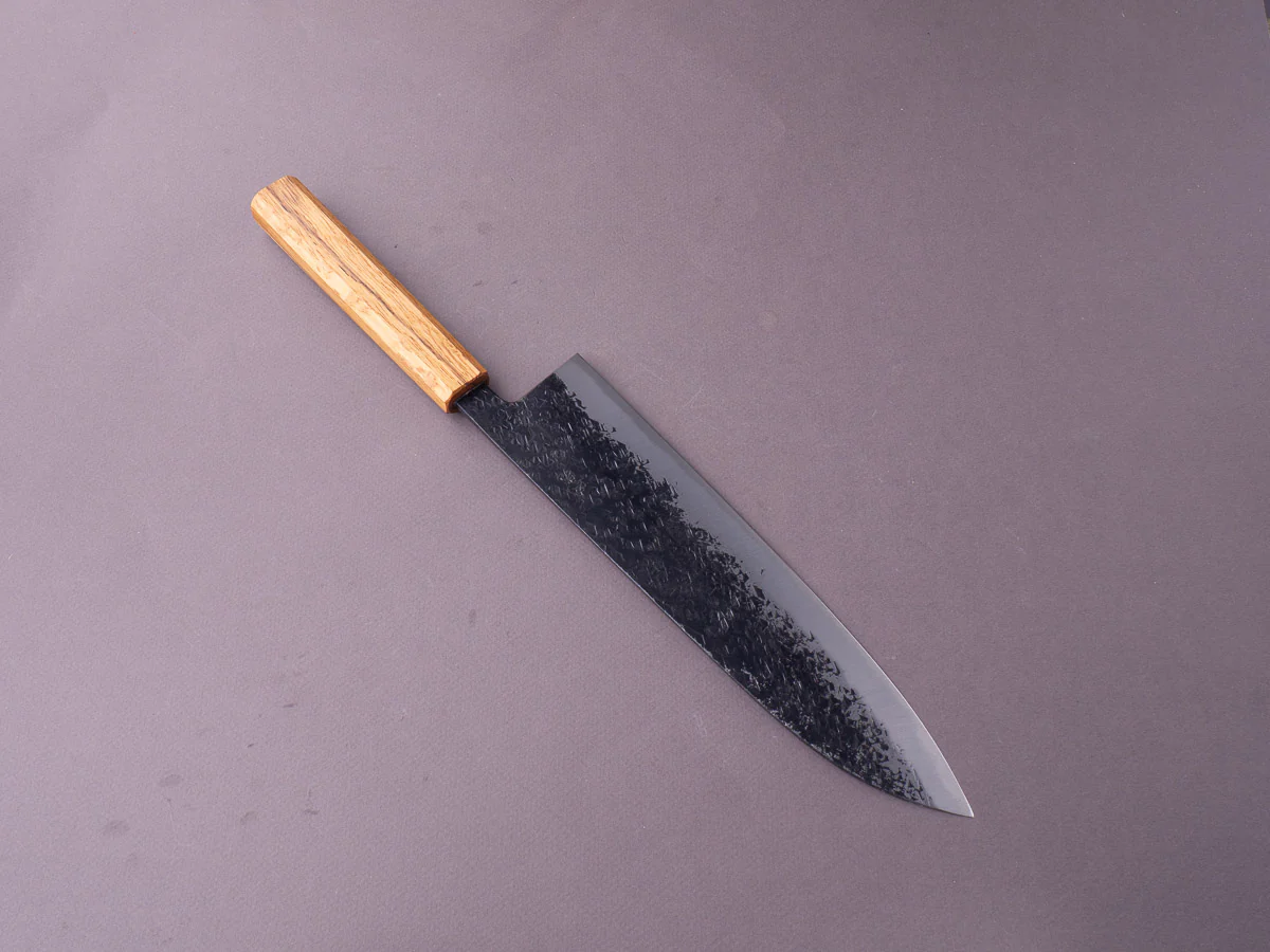 Sakai Kikumori - MK - Blue #2 - Kurouchi Tsuchime - 240mm Gyuto - Oak Handle - Image 2