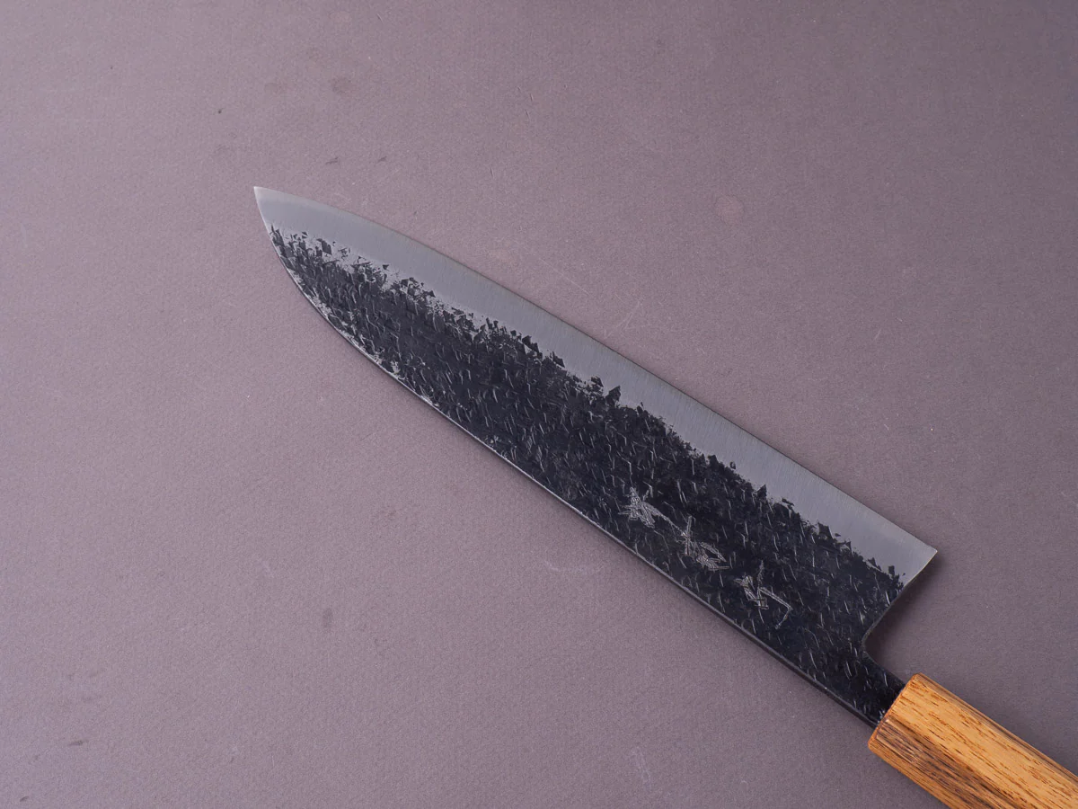 Sakai Kikumori - MK - Blue #2 - Kurouchi Tsuchime - 240mm Gyuto - Oak Handle - Image 6