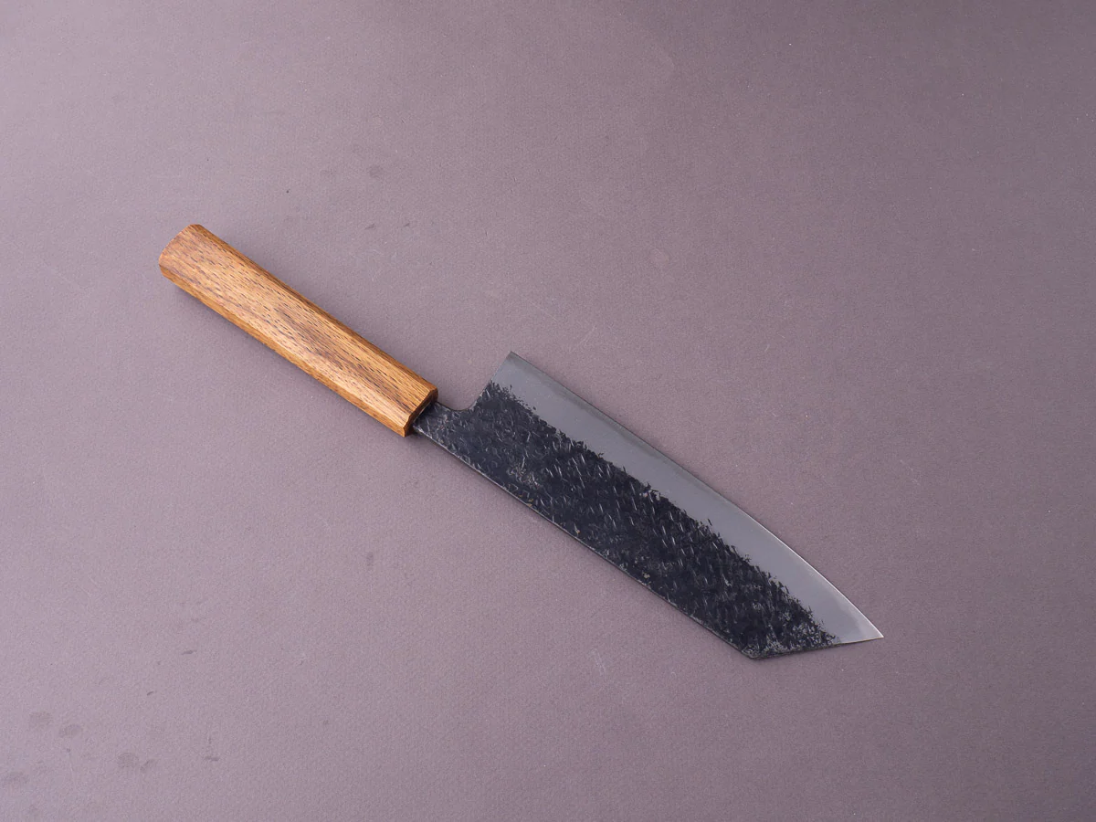 Sakai Kikumori - MK - Blue #2 - Kurouchi Tsuchime - Bunka - 180mm - Oak Handle - Image 2