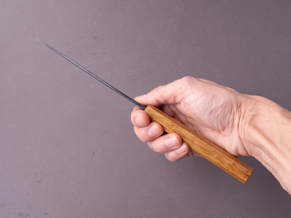 Sakai Kikumori - MK - Blue #2 - Kurouchi Tsuchime - 150mm Petty - Oak Handle - Image 3