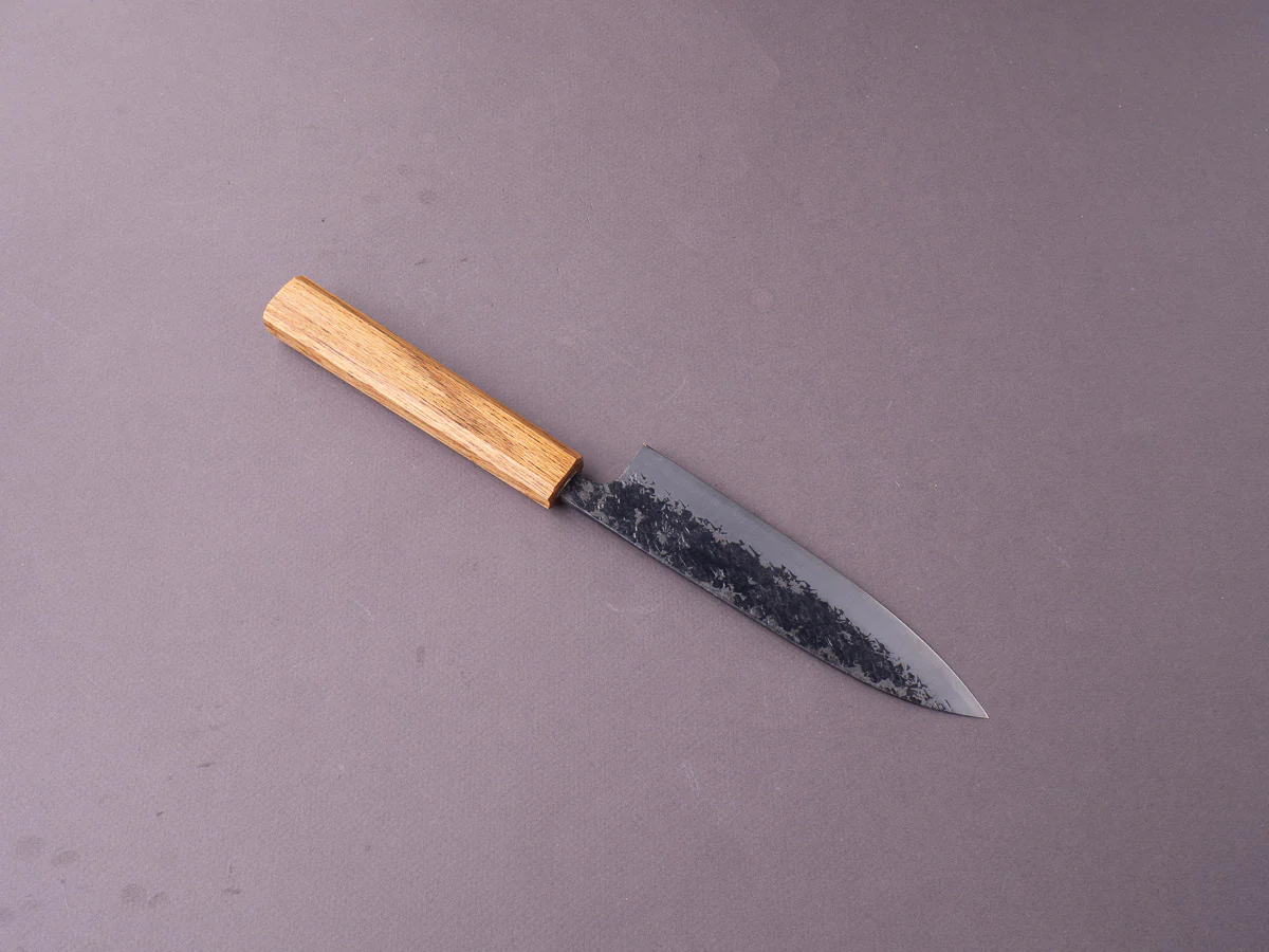 Sakai Kikumori - MK - Blue #2 - Kurouchi Tsuchime - 150mm Petty - Oak Handle - Image 5