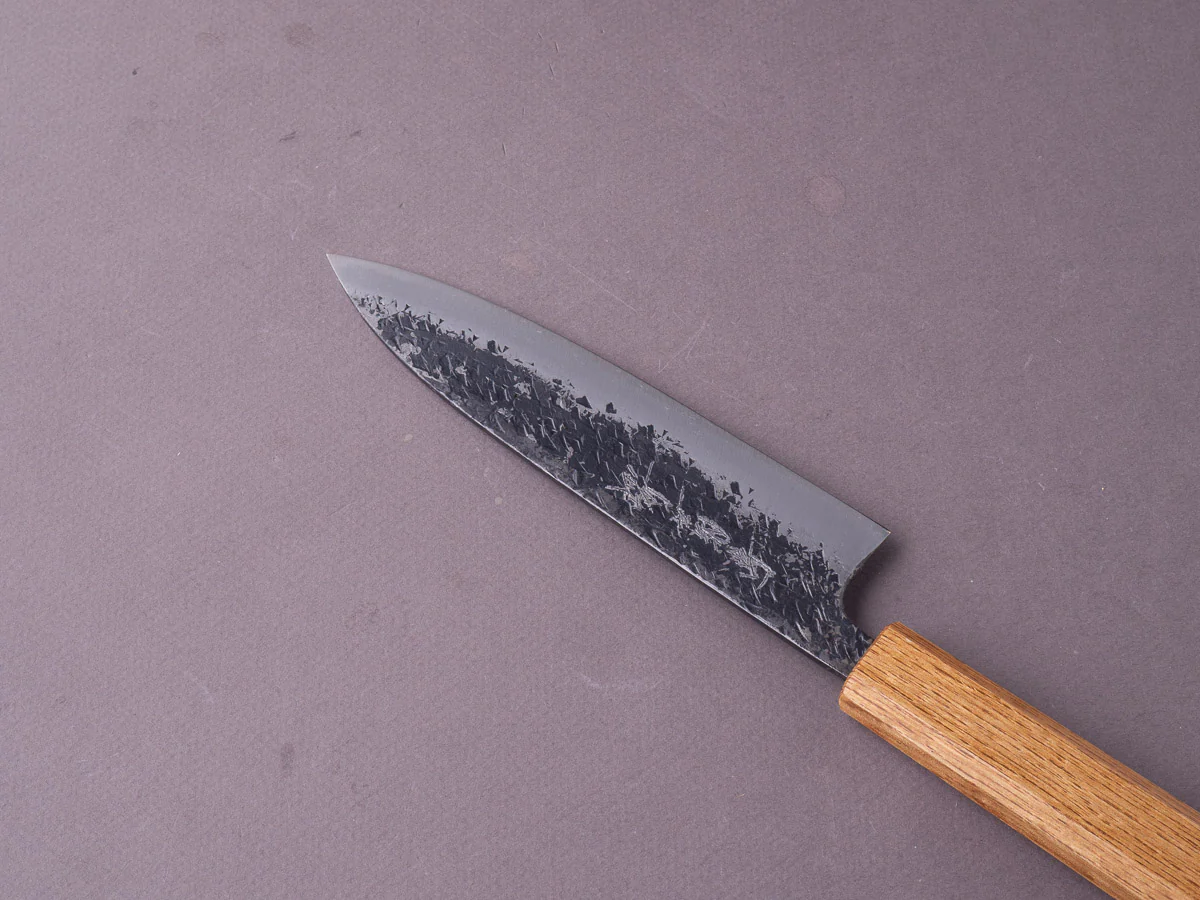 Sakai Kikumori - MK - Blue #2 - Kurouchi Tsuchime - 150mm Petty - Oak Handle - Image 7