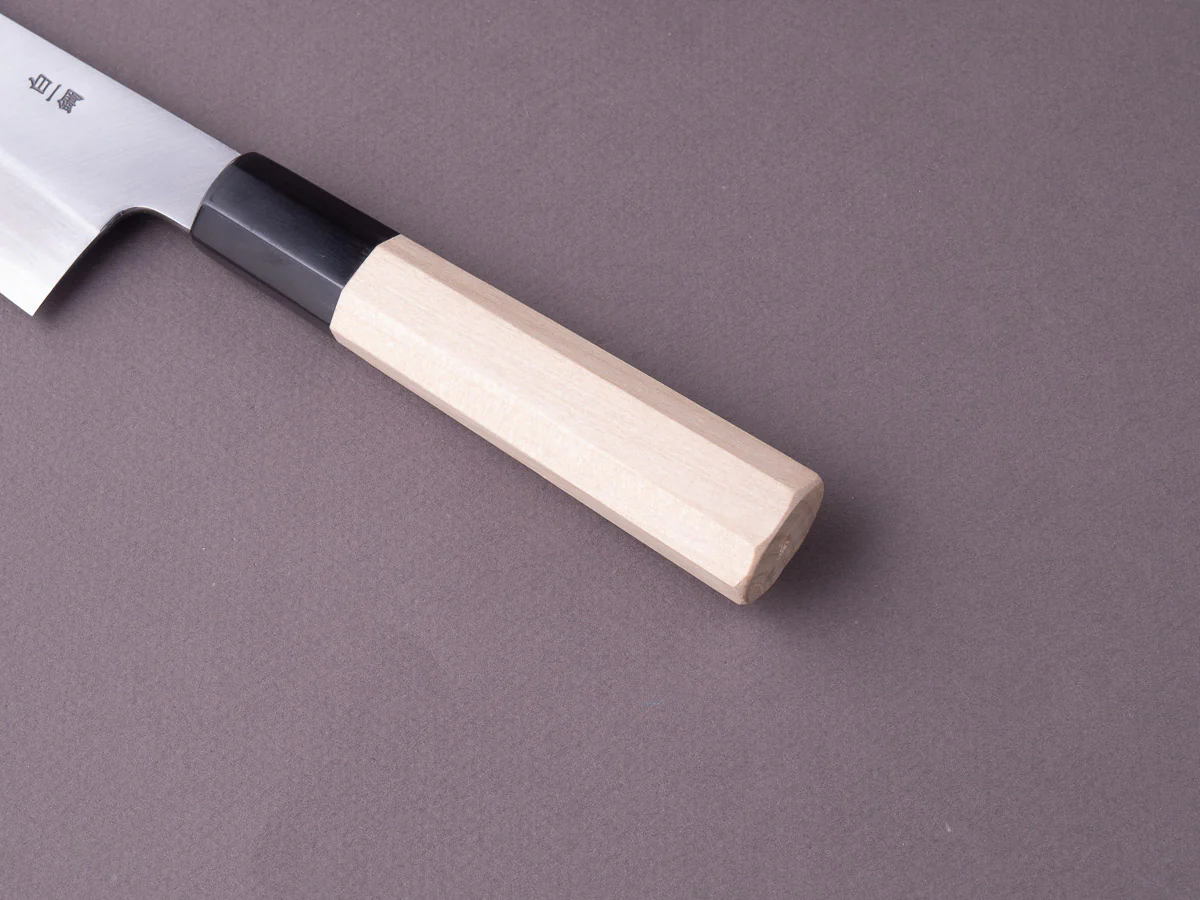 Sakai Kikumori - Nakagawa Stainless Clad - White #1 - 210mm Gyuto - Magnolia Handle - Image 5