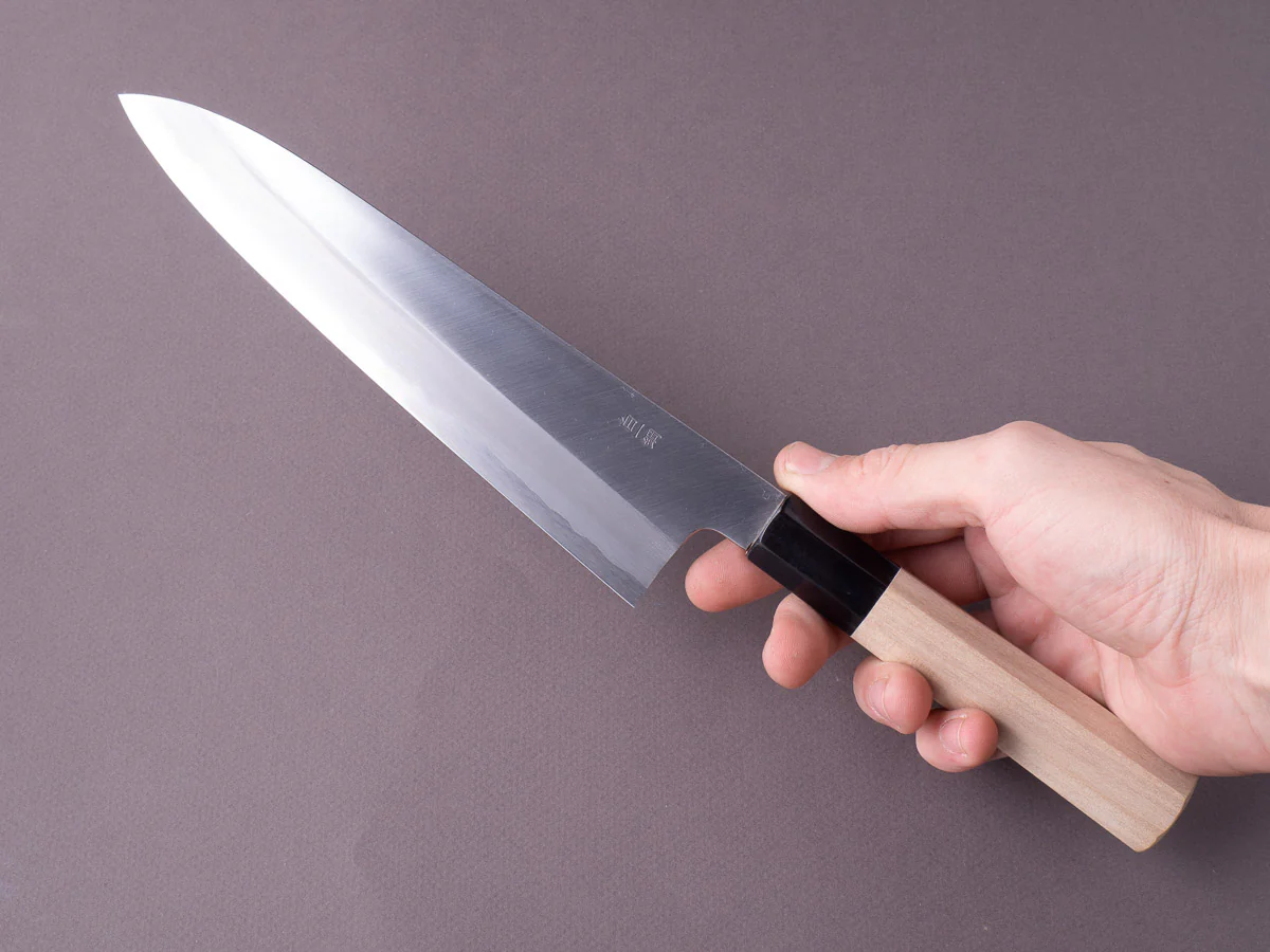 Sakai Kikumori - Nakagawa Stainless Clad - White #1 - 210mm Gyuto - Magnolia Handle - Image 6